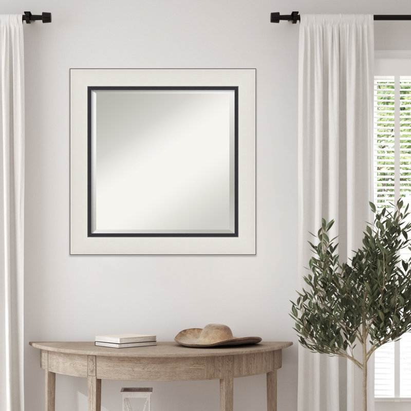 Ellie Beveled Framed Wall Mirror, 25.5" x 25.5", Silver Black