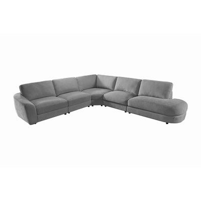 5-Piece Left-Armrest Corner Sectional with Right Curved Deep Seat