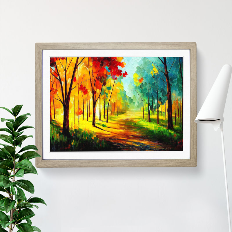 Colourful Spring Forest Vol.1 - Single Picture Frame Print, Oak Framed, 25cm H x 34cm W x 2cm D