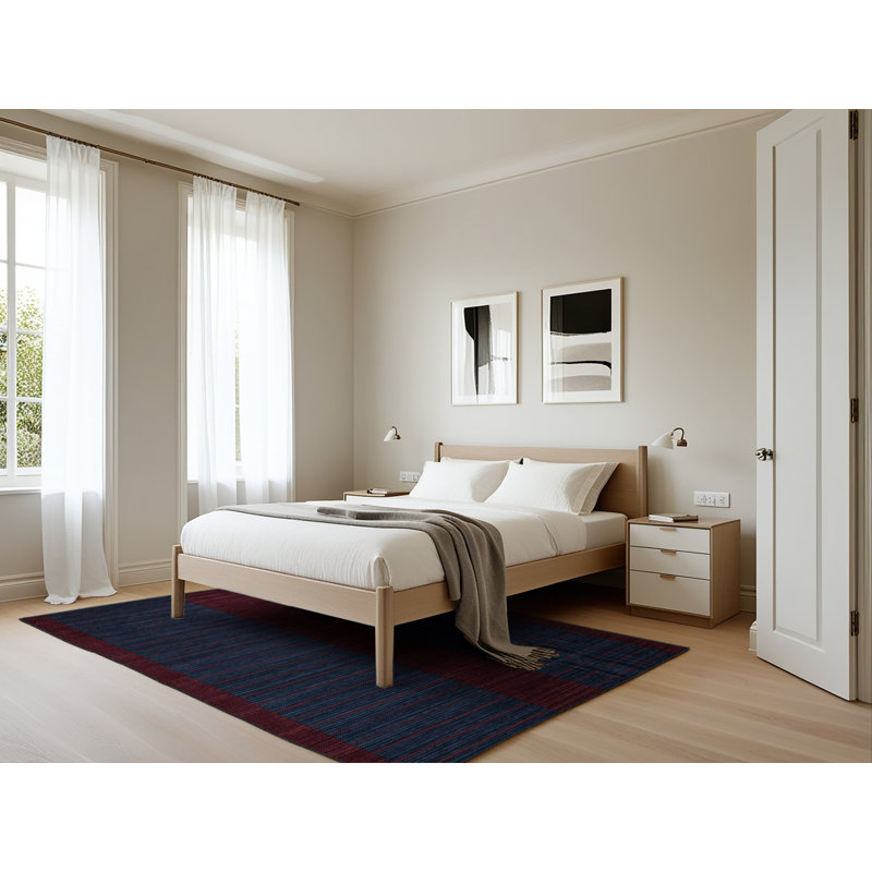 Tapis gris à rayures horizontales lavable à la machine, Rectangle 5 pi x 7 pi