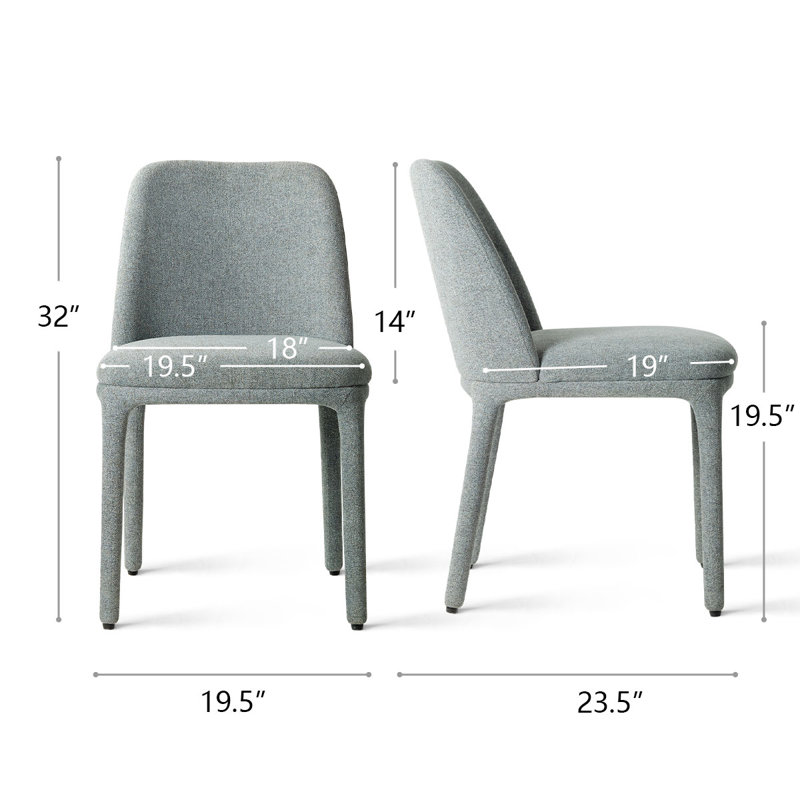 19.5" Seat Height Upholstered Fabric Dining Chair, Blue