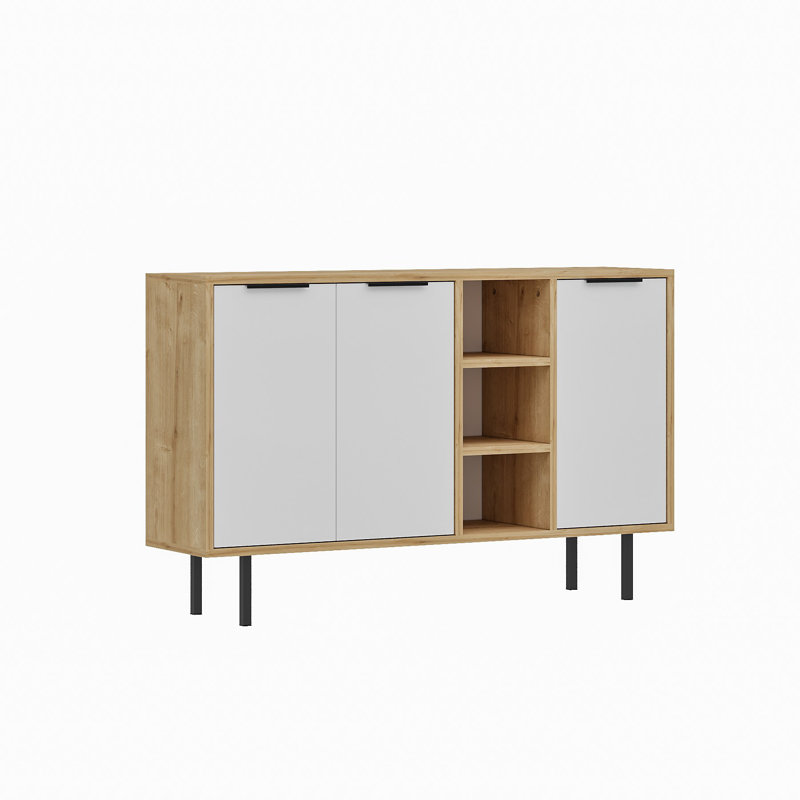 Modern Console Table, Sapphire Oak & White, 47.2 x 29.5 x 11.6 inches | 100% Melamine Coated Particle Board, Thickness: 0.7 inches | Sleek Scandinavian Design, Perfect for Entryway, Living Room & Office