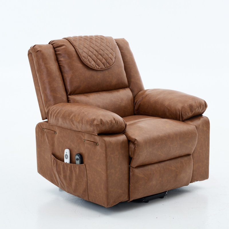 Fauteuil inclinable chauffant et massant télécommandé, Brun