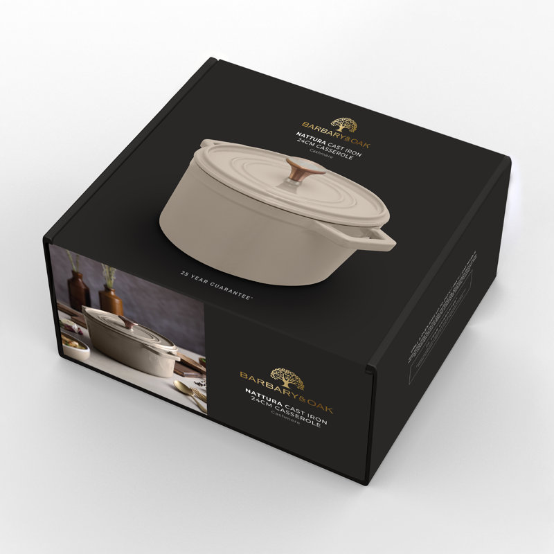 Barbary & Oak Cast Iron Dutch Oven, Cream, 3.6 Litres