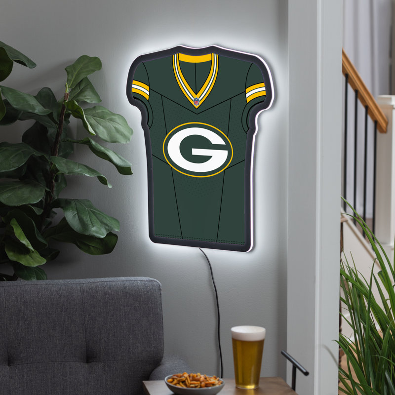 Panneau mural lumineux en forme de chandail à DEL 23 po Green Bay Packers