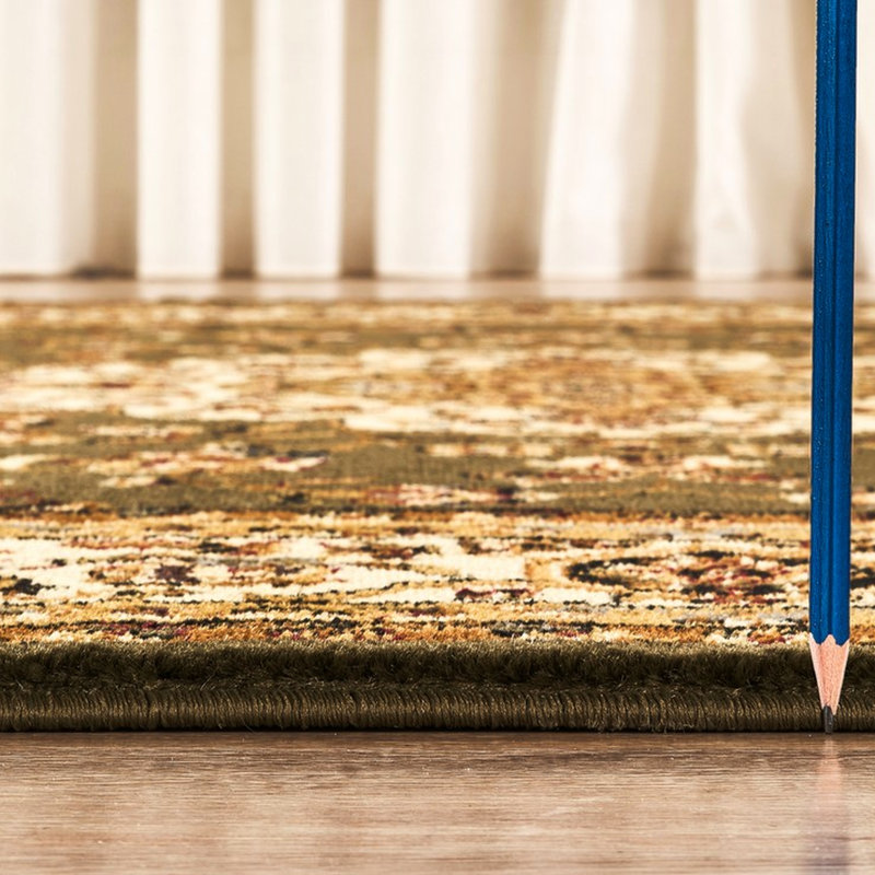 Tapis 2 pi 7 po X 3 po, classique traditionnel avec motif en médaillon, matériau en polypropylène avec médaillon intemporel, polypropylène, hauteur 0,42 po