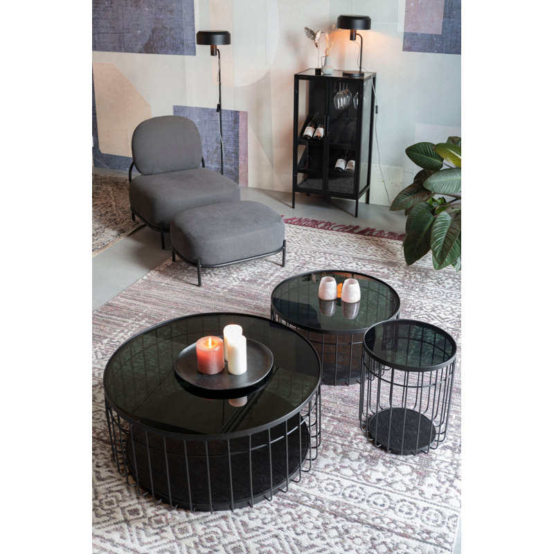 Rob 10 Bottle Floor Wine Bottle & Glass Rack in Black