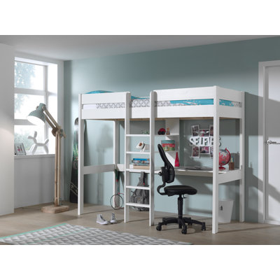 Etagenbett Oliver mit Schreibtisch und Bücherregal, 90 x 200 cm