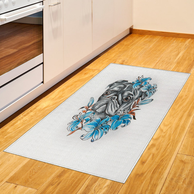 Pug High Density Long Fiber Poly Threads Decorative Area Rug Carpet, Rectangle 2'7" x 5'