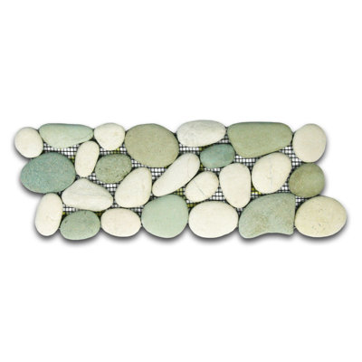 CNK Ganges Natural Stone Listello Tile Pebbles Rock Design Water-Resistant Glazed for Outdoor - 4" x 12"