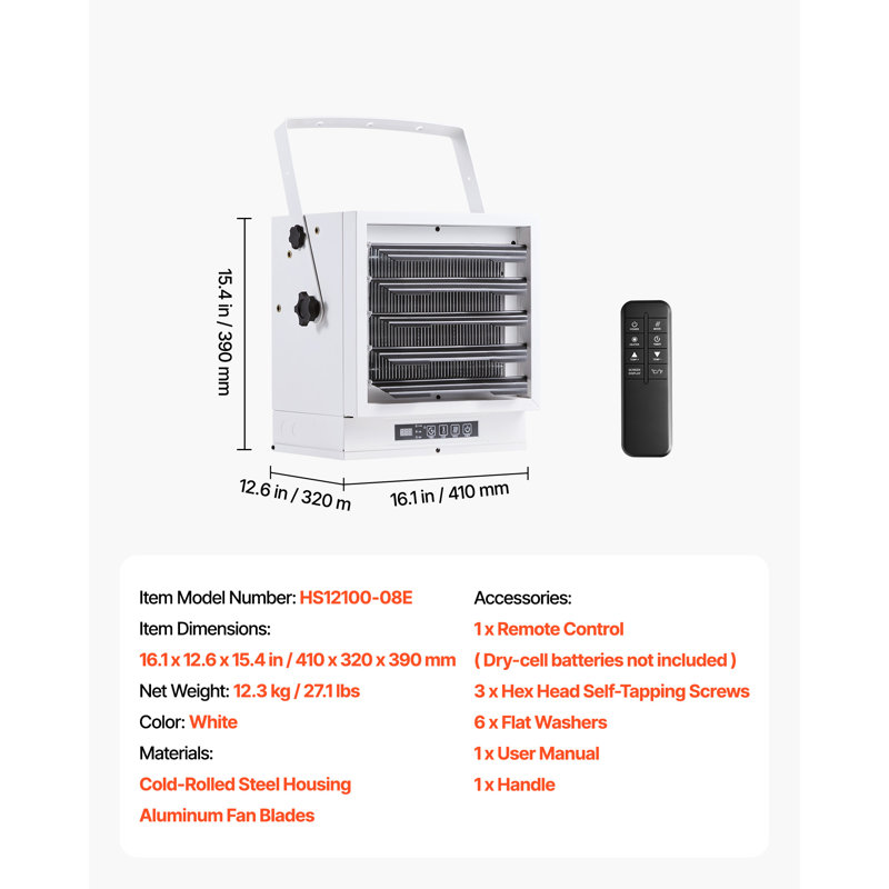 Electric Garage Heater 10000W with Remote Control Ceiling for Workshop