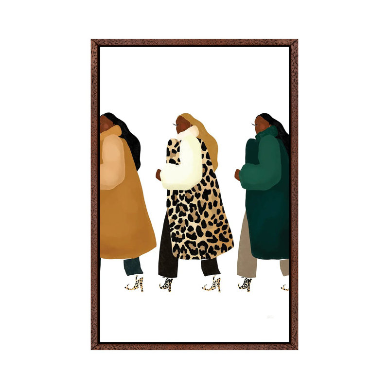 Material Girls 1 Piece Painting on Canvas, 101.6cm H x 66.04cm W x 3.81cm D, Classic Brown Wood Framed