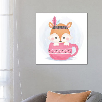 Baby Fox For Kids Room Illustration by Art Mirano - Wrapped Canvas Print