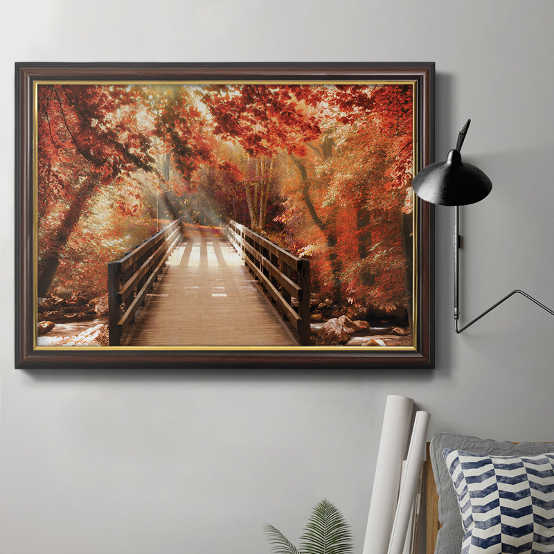 Autumn Bridge, toile encadrée de qualité supérieure - prête à être accrochée, L 16 po x H 20 po x P 2,5 po