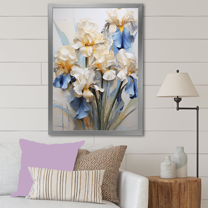 Minimalisme Irises Melody II sur toile, H 20 po x l 12 po x P 1 po, Cadre photo argenté