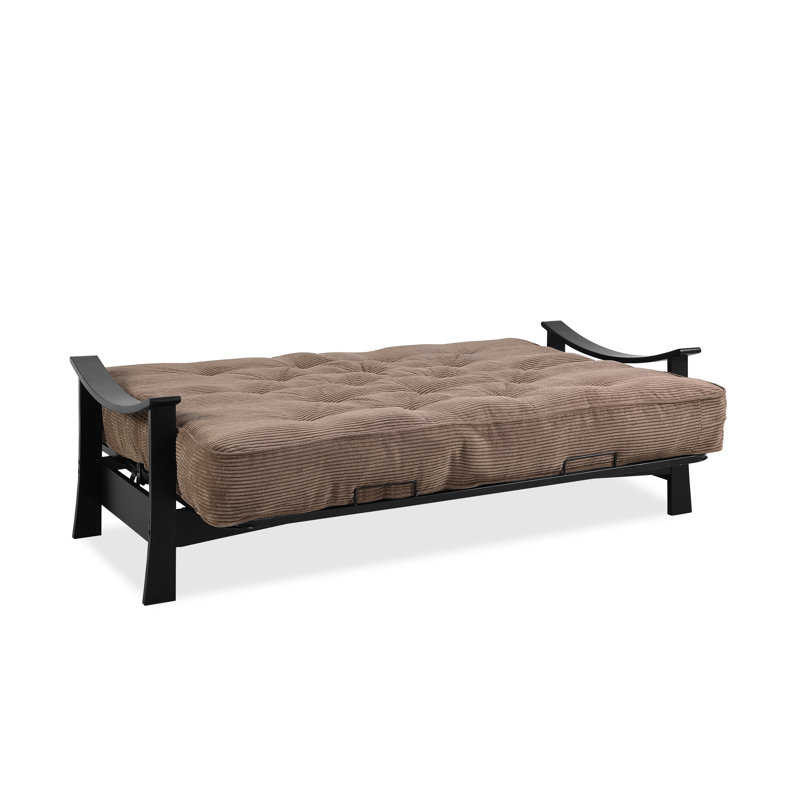 Futon et matelas Mcavoy, Velours côtelé couleur chocolat