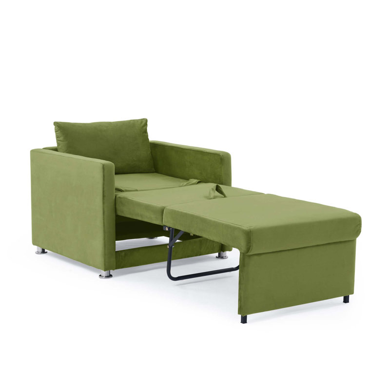 Canapé-lit en velours 31,88 po Clandon, Velours vert