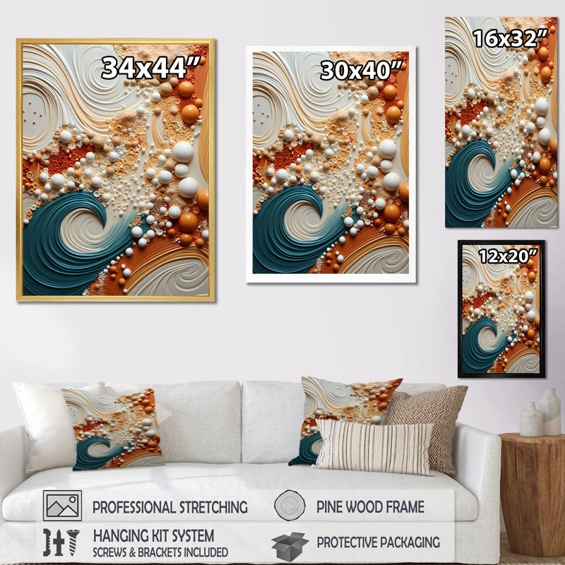 Serene Sands I - Collages abstraits, reproductions d'art mural, Encadrement doré, H 40 po x l 30 po x P 1,5 po
