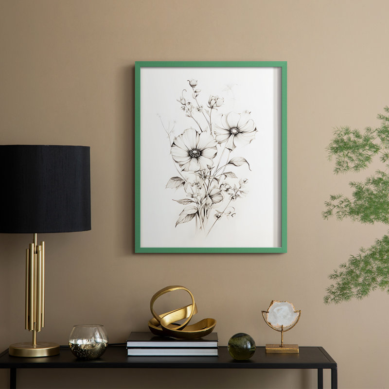 «Vintage Floral Print», impression encadrée CC XXXVII - bois massif, H 30 po x l 24 po, Vert