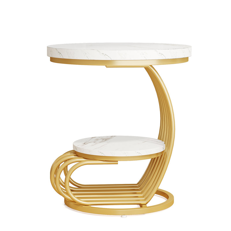 Petite table basse avec table de bout et table d'appoint, Blanc / Blanc