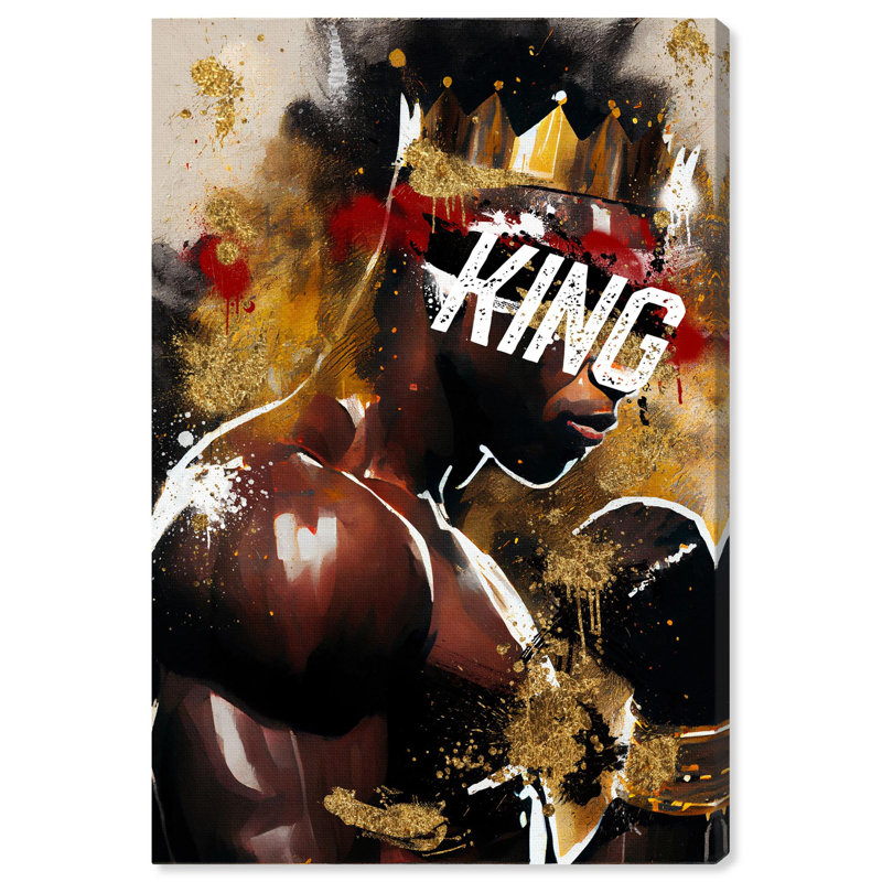 Gym King Black and White Canvas Boxing Poster Art, 24" x 16"