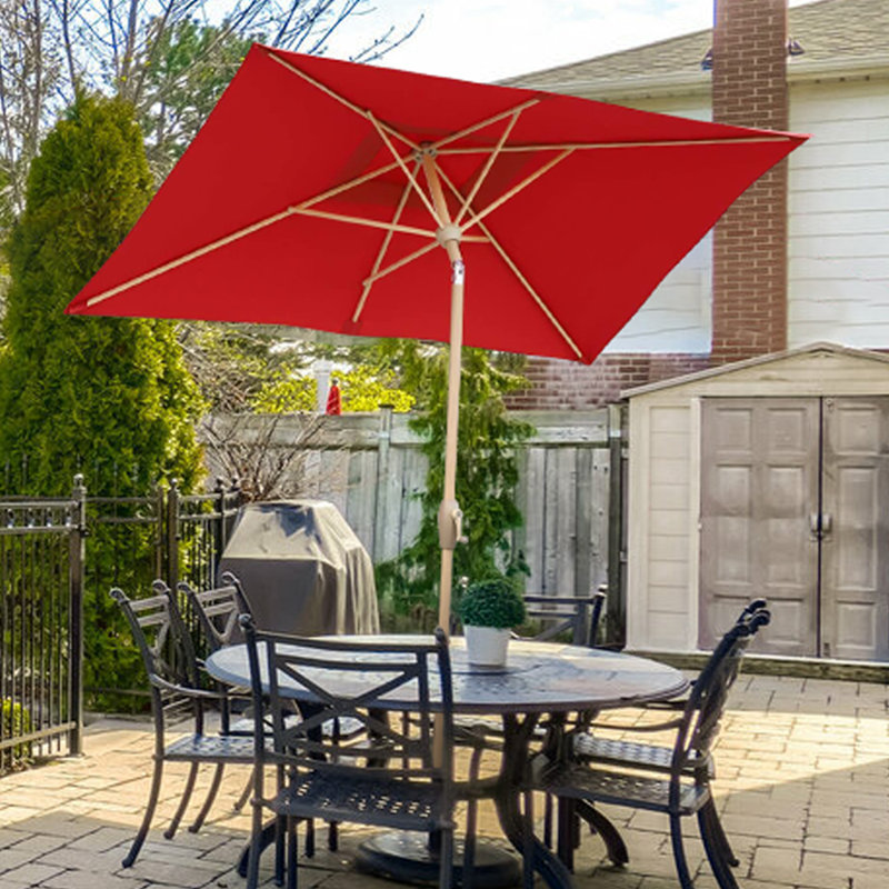 Bohon 210cm X 140cm Rectangular Market Parasol, Red