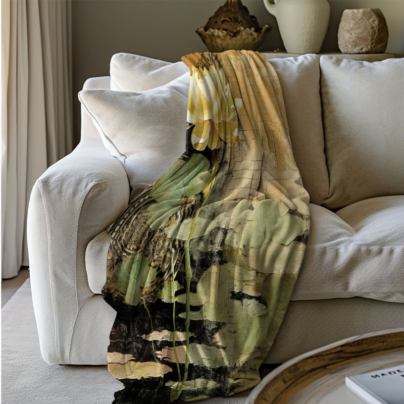 Jeté Lotus Grunge - 1 pièce de qualité supérieure Sherpa, L 50 po x L 60 po