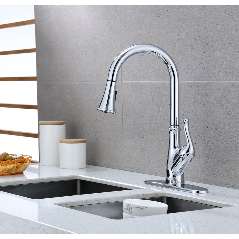RunFine Group Brisbane Pull Down Touchless Kitchen Faucet, Chrome