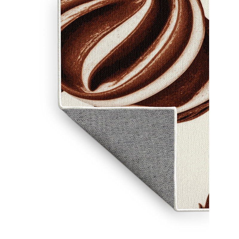 Washable Mousse Desserts Area Rug, Square 4'