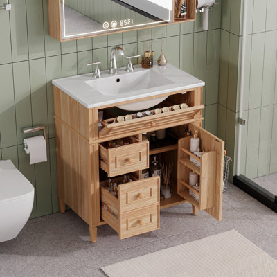 Bathroom Vanity With Sink, Flip-Out Drawer, 2 Soft-Close Drawers And 1 Soft-Close Door
