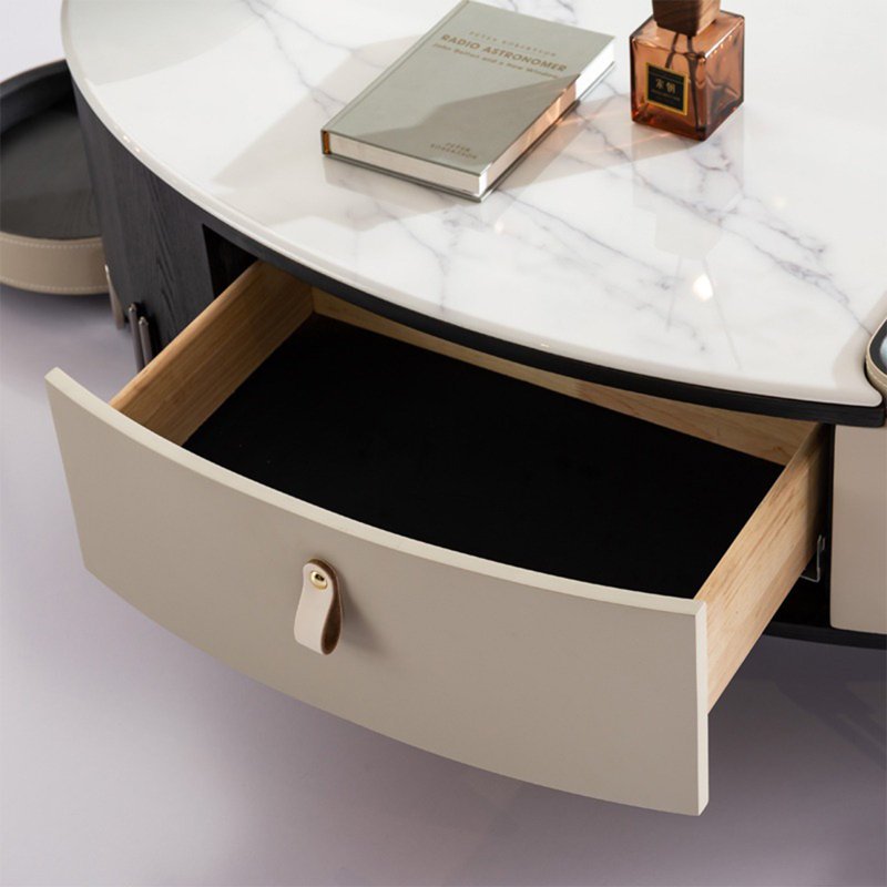 Simple oval microcrystalline stone coffee table