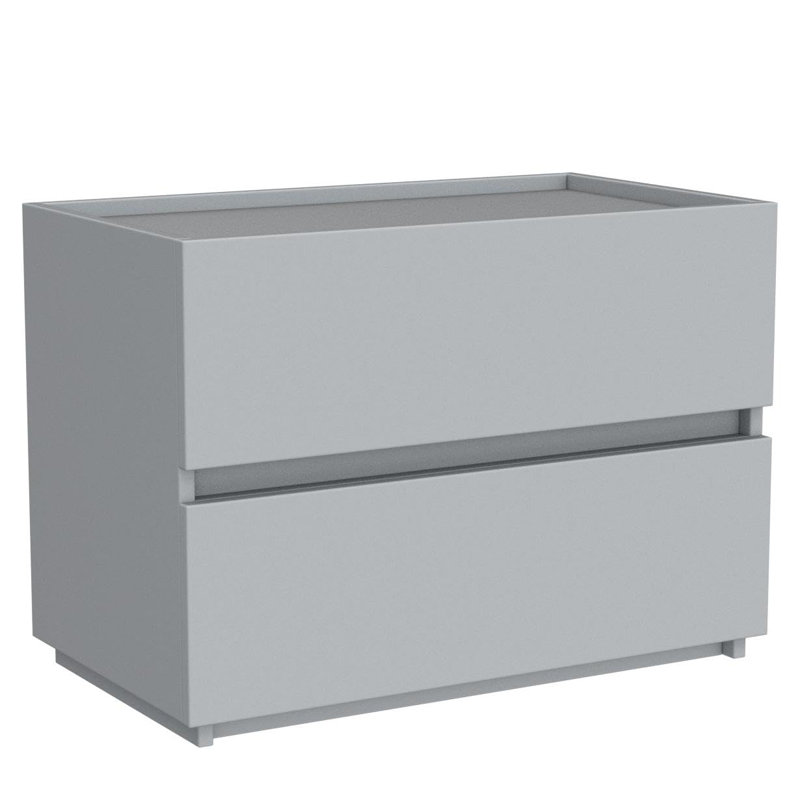 Commode 2 tiroirs empilable, 23,6 po, Gris