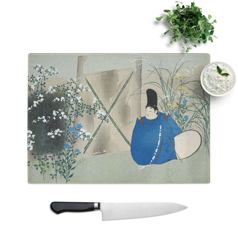 Man Sat in the Garden by Kamisaka Sekka Chopping Board, 0.4cm H x 20cm W x 28.5cm L