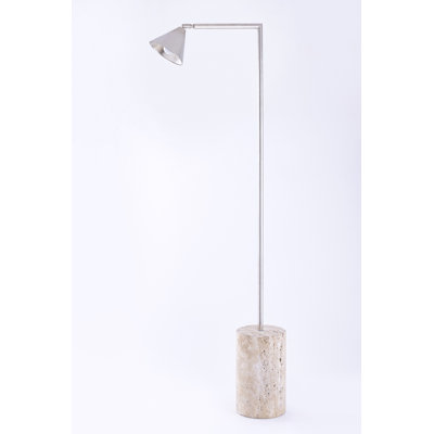 Paulding Floor Lamp with Metal Shade & Trevertine Base