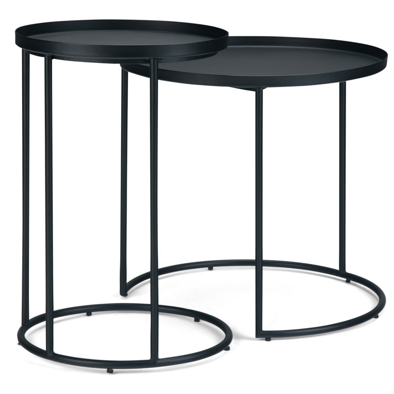 Black Round Metal 2-Piece Nesting Tables
