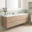 Meuble-lavabo mural de 183 cm (72 po) en chêne MFC avec dessus en résine blanche brute et carbonate de calcium, deux tiroirs coulissants en forme de U à fermeture douce, préassemblé-291660269