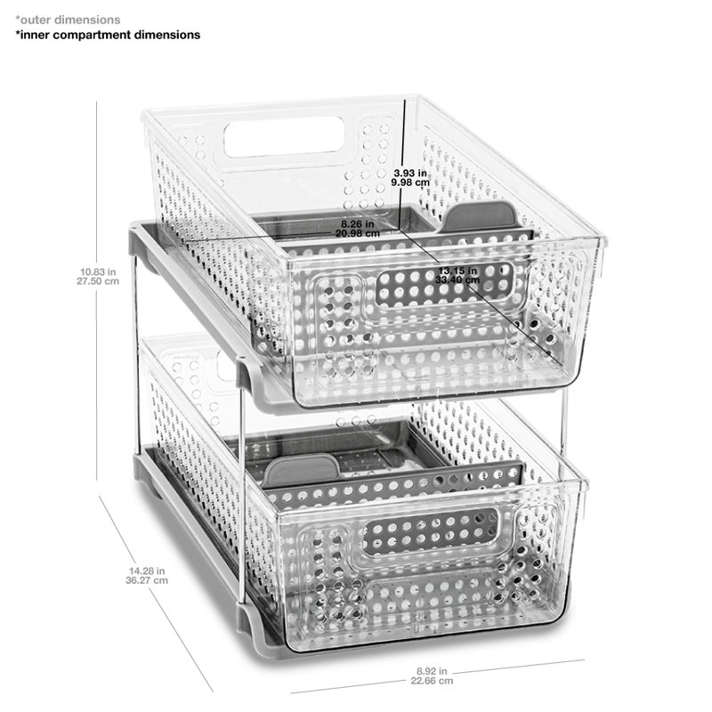 Clear 2-Tier Slide-Out Organizer with Metal Stand