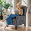 Fauteuil inclinable avec accoudoirs avec poches latérales, pieds en bois et lin-2012659774