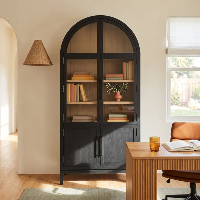 Annetta Arched Wood Book Cabinet