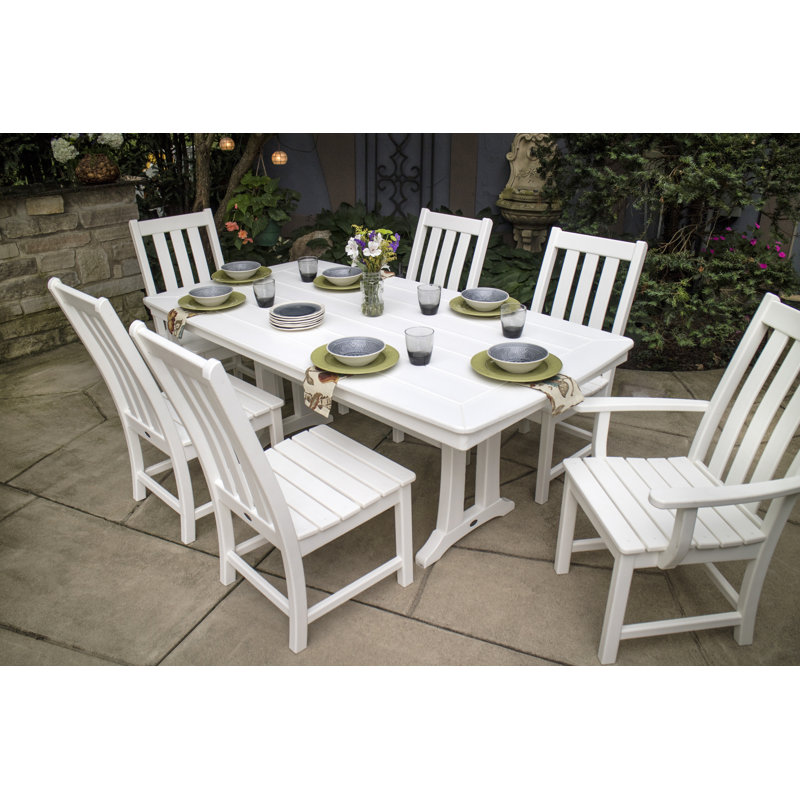POLYWOOD Vineyard 7-Piece Dining Set with Trestle Legs, White