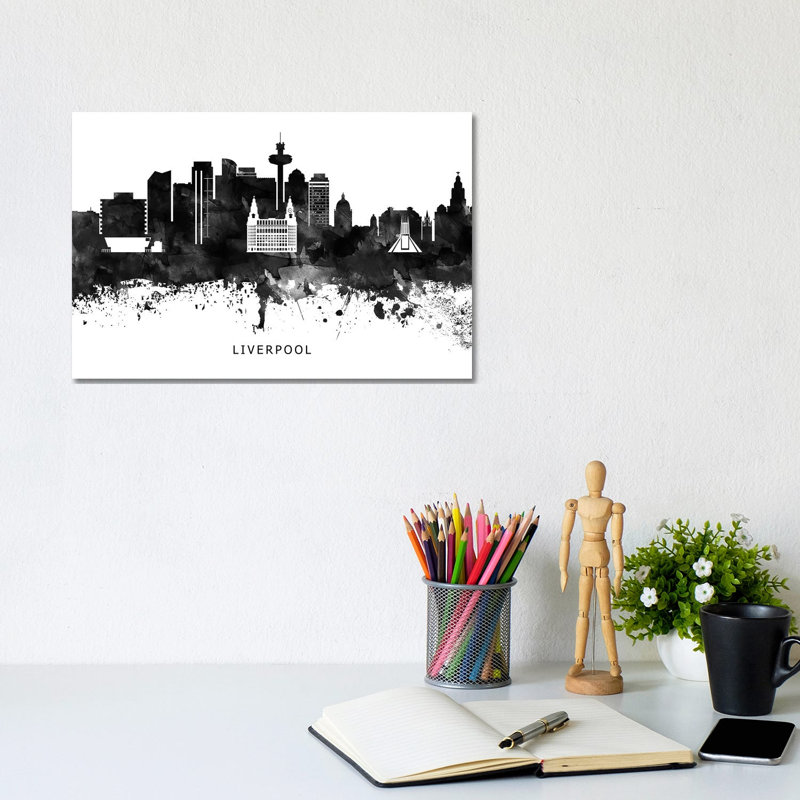 Liverpool Skyline by WallDecorAddict - Wrapped Canvas Print, 20.32 cm H x 30.48 cm W