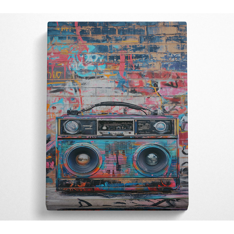 Graffiti Boombox - No Frame Print on Canvas, 106.6cm H x 66cm W