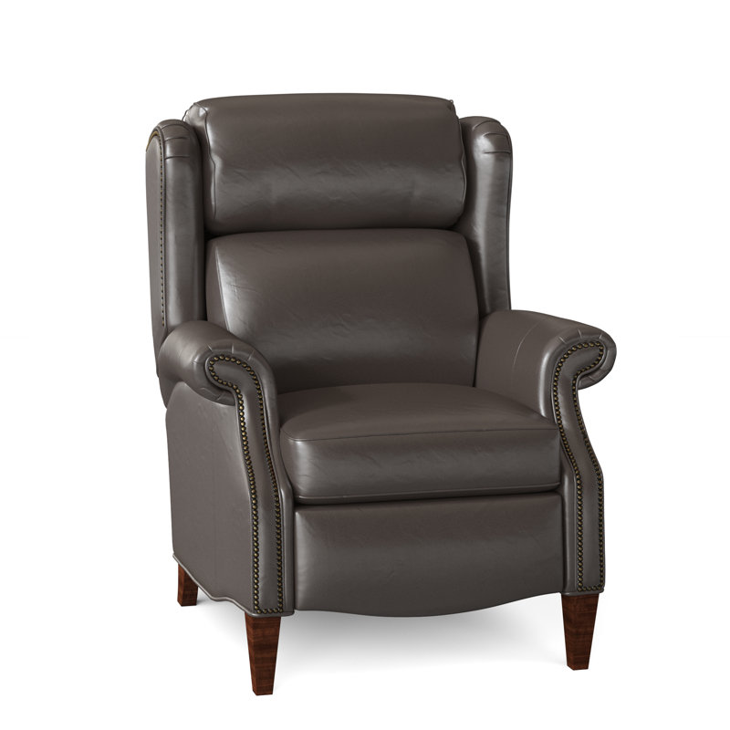 Miller Recliner, Aline Fumo Genuine Leather, Mahogany, Pewter