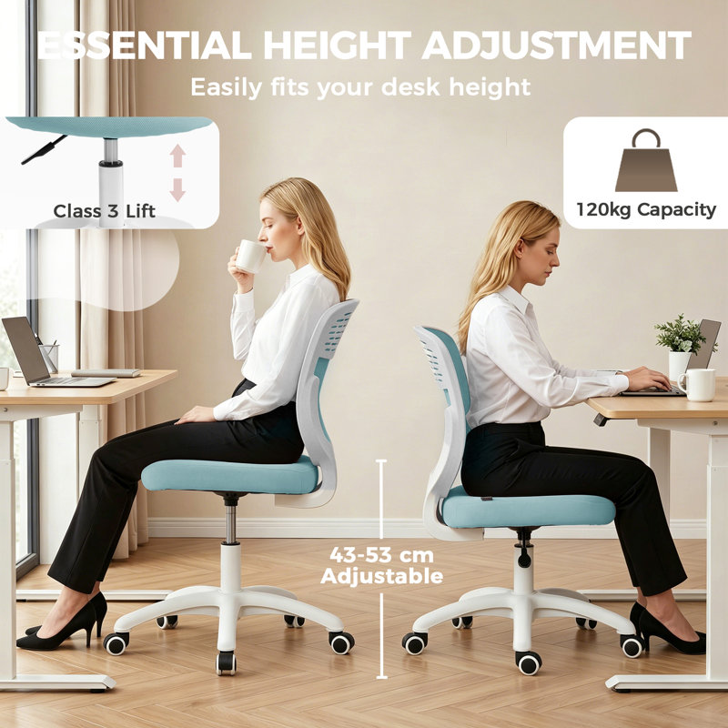 HOMCOM Office Chair, Light Blue, White