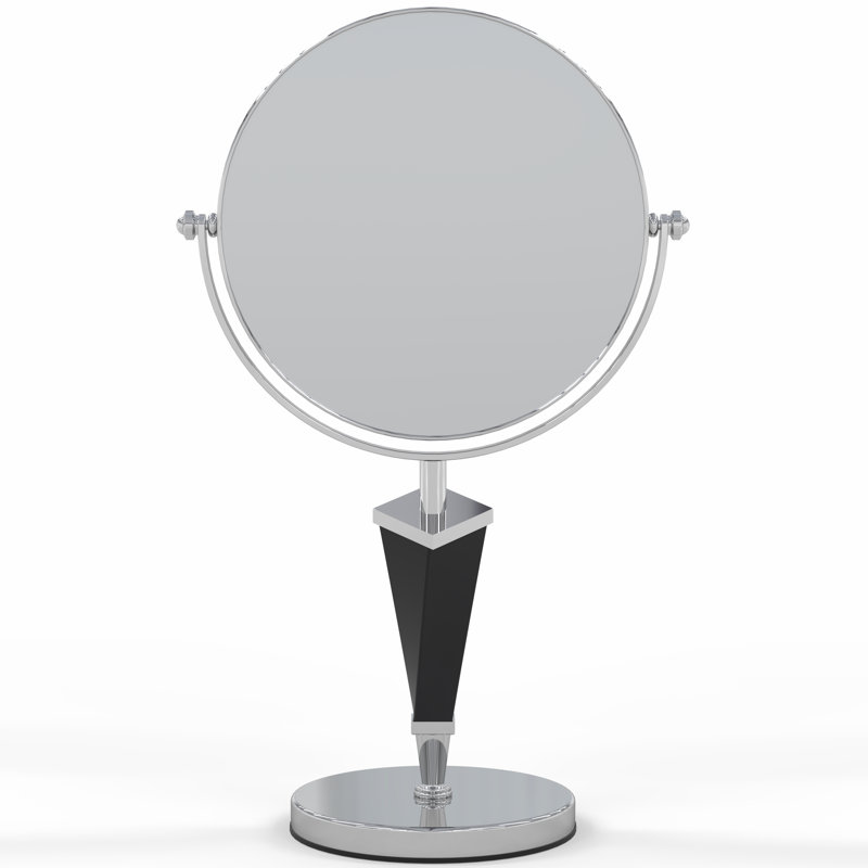 Chrome and Black Freestanding Magnifying Makeup Mirror