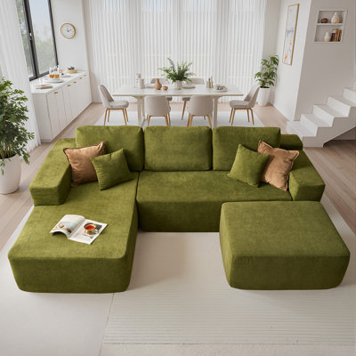 Canapé modulaire en forme de L de 106 po avec repose-pieds Seren Boneless