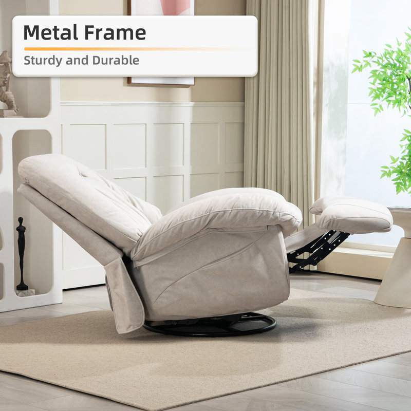 Swivel Rocker Recliner Chair, 360° Swivel Recliner With Heat And Massage, Rocker Recliner Nursery Glider Chair With Side Pockets For Living Room (gary, Fabric)