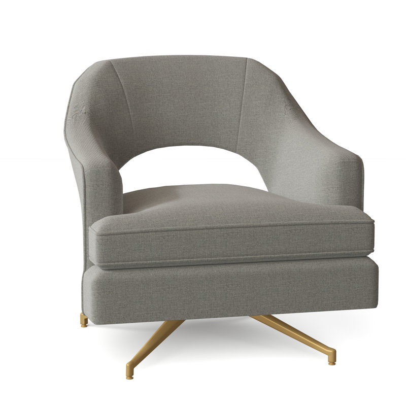 Jamie 32" W Swivel Armchair, Brushed Brass, 8789 Turquoise Polyester