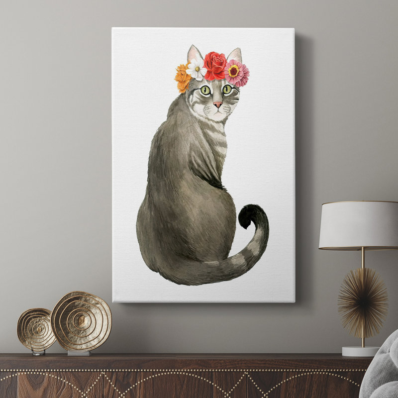 Flower Crown Cats I - Gallery Cavas, H 60 po x l 40 po