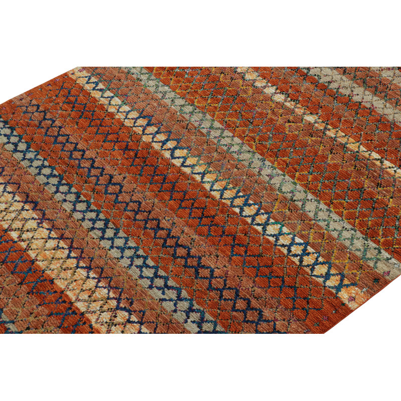 Moroccan Hand Knotted Geometric Area Rug, Rectangle 10' x 14'